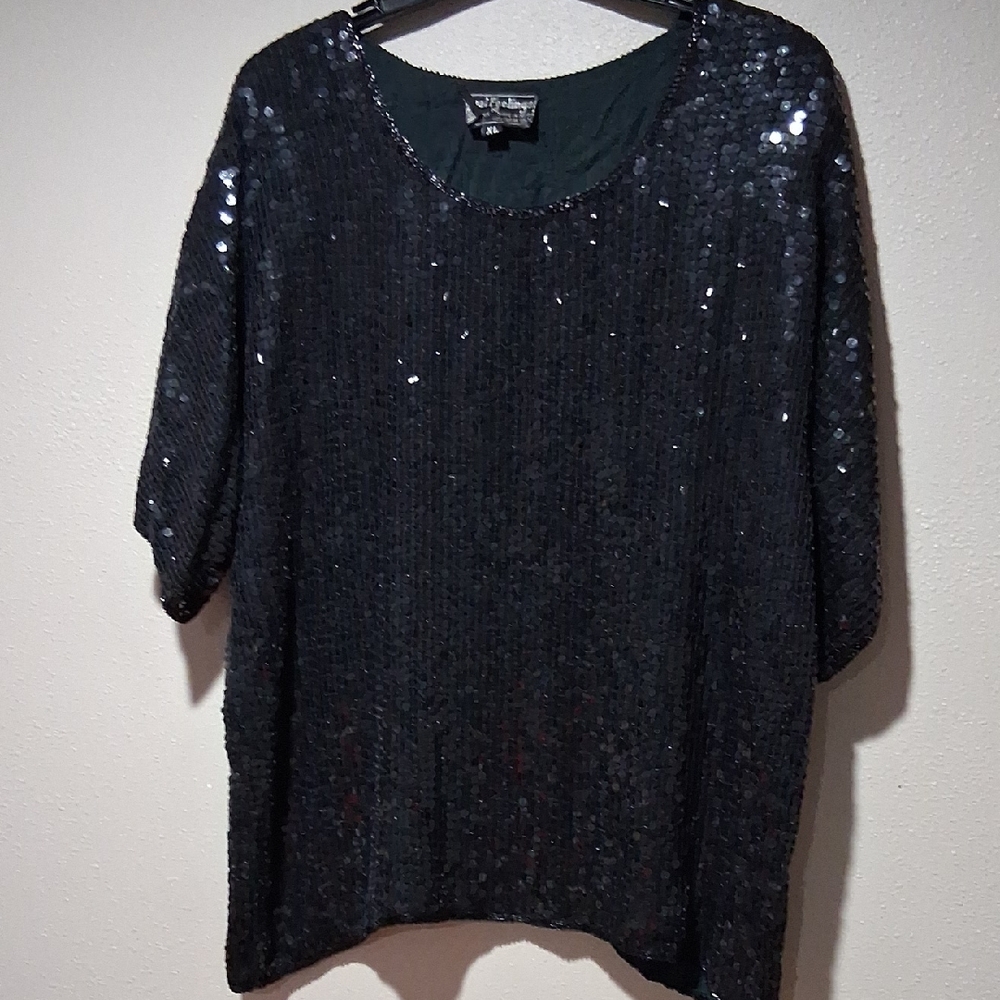 Cato Black Sequin Blouse